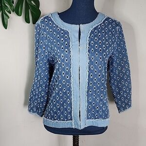 Rebecca Elliot Distressed Denim Jean Jacket 90s vintage